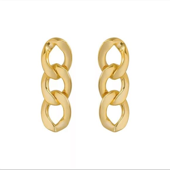 #32 Gold Chain Link Drop Earrings - Picture 4 of 5
